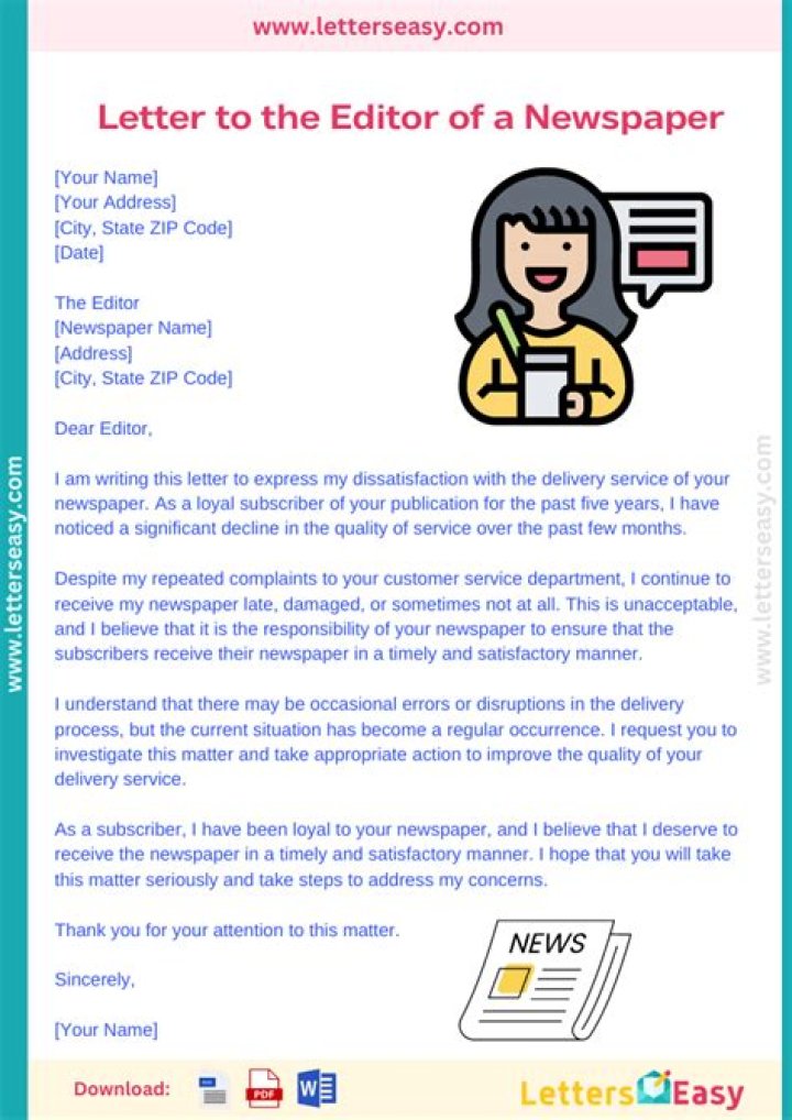 How do you write a letter to the editor of a newspaper complaint?