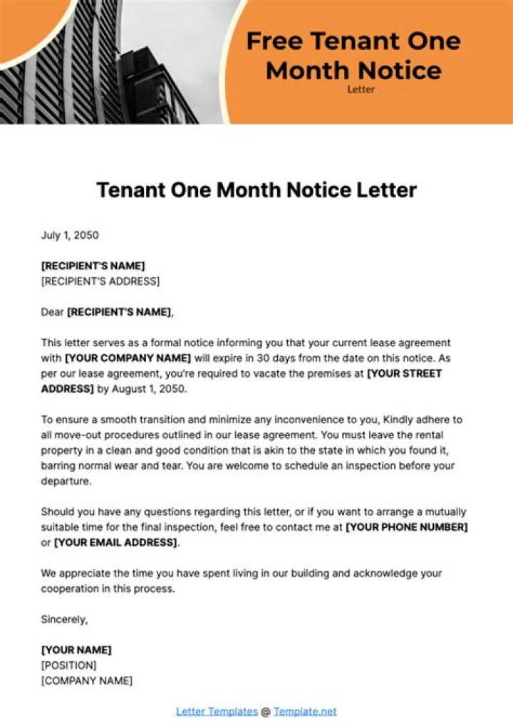 How do you write a one month notice?