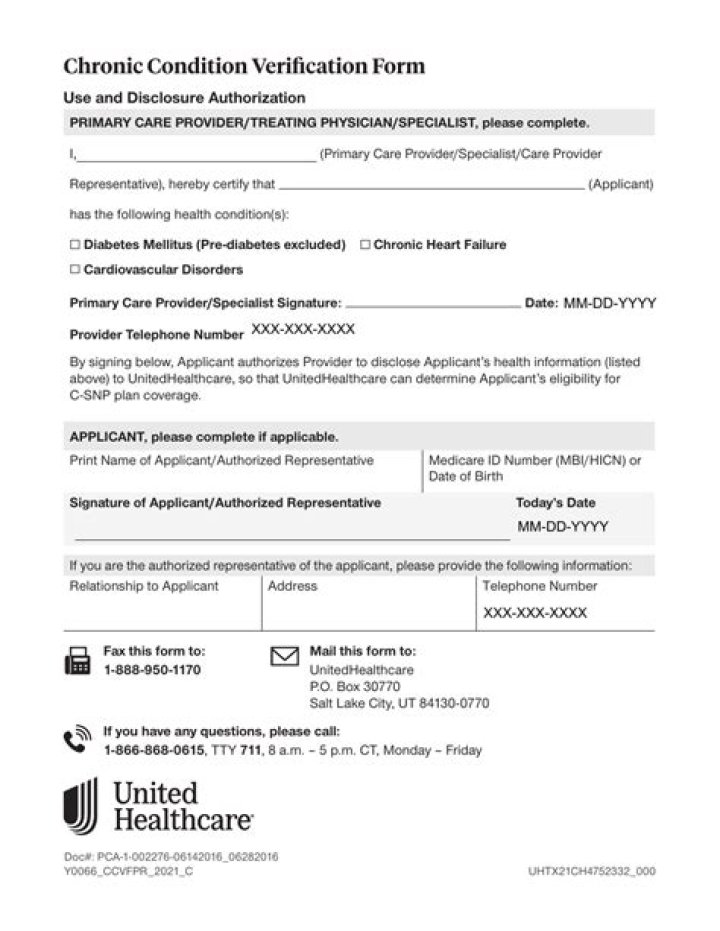 What is the purpose of chronic condition verification form?