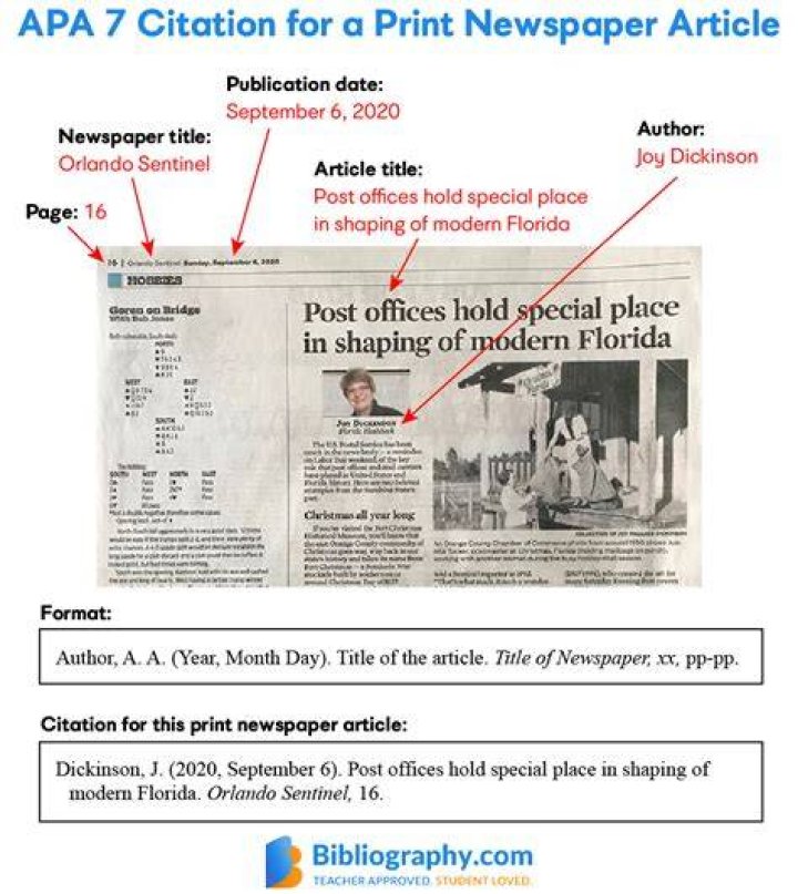 What is the title of a newspaper article called?